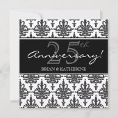 Silver Metallic 25th Wedding Jubileum Party Kaart (Voorkant)