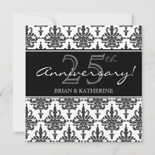 Silver Metallic 25th Wedding Jubileum Party Kaart (Voorkant)