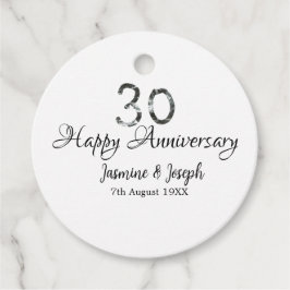 Silver Metallic 30th Happy jubileum toevoegen naam Bedankjes Labels