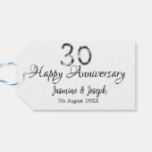 Silver Metallic 30th Happy jubileum toevoegen naam Cadeaulabel (Achterkant Horizontaal)