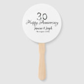 Silver Metallic 30th Happy jubileum toevoegen naam Handwaaier (Achterkant)