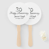 Silver Metallic 30th Happy jubileum toevoegen naam Handwaaier (Voorkant en achterkant)