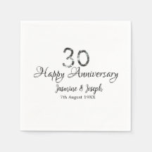 Silver Metallic 30th Happy jubileum toevoegen naam