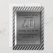 Silver Metallic 40th Birthday Kaart (Voorkant)