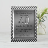 Silver Metallic 40th Birthday Kaart (Staand voorkant)