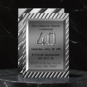 Silver Metallic 40th Birthday Kaart