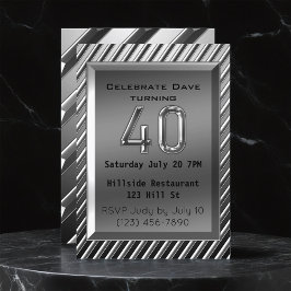 Silver Metallic 40th Birthday Kaart