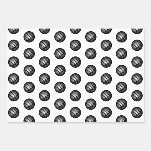 Silver Metallic Basketball Kinder naam Birthday Inpakpapier Vel (Voorkant 3)