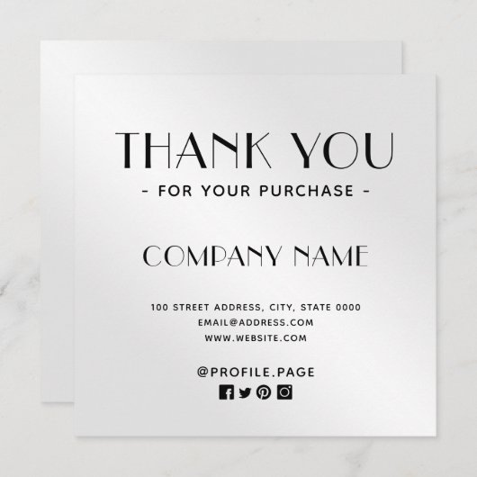 Silver metallic bedankt (Voorkant / Achterkant)