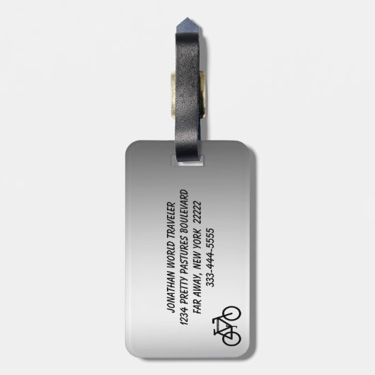 Silver Metallic Bicycle Bagagelabel (Achterkant verticaal)