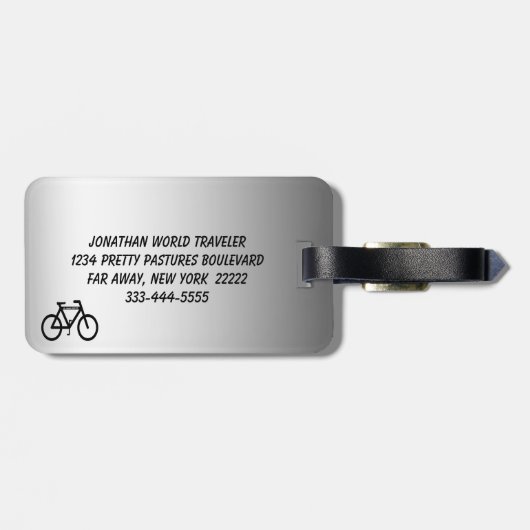 Silver Metallic Bicycle Bagagelabel (Achterkant horizontaal)