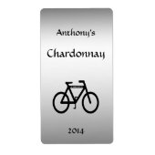 Silver Metallic Bicycle Wine Label (Voorkant)