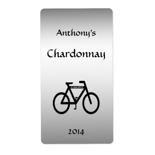 Silver Metallic Bicycle Wine Label (Voorkant)