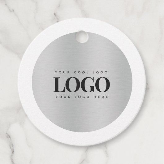Silver Metallic Business Company Custom Logo Bedankjes Labels (Voorkant)
