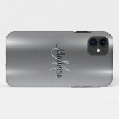 Silver Metallic Chic Elegant Monogram personaliser Case-Mate iPhone Case (Achterkant (horizontaal))