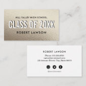 Silver Metallic Class Name Social Icon Visitekaartje (Voorkant / Achterkant)