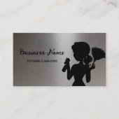 Silver Metallic Cleaning Service Housekeeper Maid Visitekaartje (Voorkant)