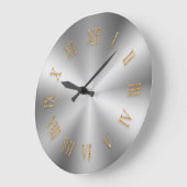 Silver Metallic Clock met Goldfoil Roman Numbers Grote Klok (Hoek)