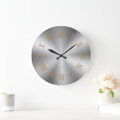 Silver Metallic Clock met Goldfoil Roman Numbers Grote Klok (Huis)