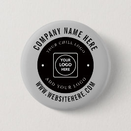 Silver Metallic Custom Logo Corporate Branding Des Ronde Button 5,7 Cm