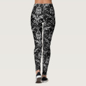 Silver Metallic Damask on Black Leggings (Achterkant)
