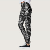 Silver Metallic Damask on Black Leggings (Links)