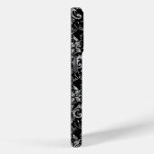 Silver Metallic Damask op Black Case-Mate iPhone Case (Achterkant / Rechts)