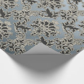 Silver Metallic Damask Pattern Wrapping Paper Cadeaupapier (Hoek)