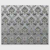 Silver Metallic Damask Pattern Wrapping Paper Cadeaupapier (Vlak)