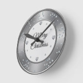 Silver Metallic Diomand Merry Kerstmis Ronde Klok (Hoek)