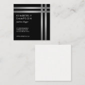 Silver Metallic Double Trim BW Vierkante Visitekaartje (Voorkant / Achterkant)