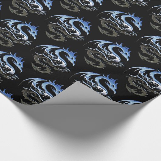 Silver Metallic Dragon Cadeaupapier (Hoek)