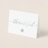 Silver Metallic Elegant Thankful Company Hartelijk Folie Kaarten (Voorkant)