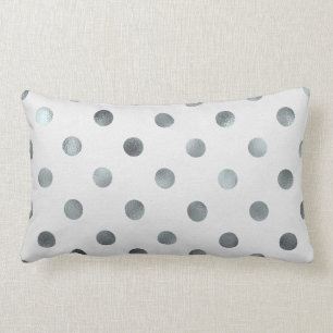 Silver Metallic Faux Foil Large Polka Dot Grey Kussen
