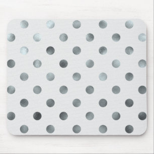 Silver Metallic Faux Foil Large Polka Dot Grey Muismat