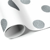 Silver Metallic Faux Foil Small Polka Dot White Cadeaupapier (Rol Hoek)