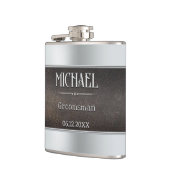 Silver Metallic Faux Leather Groomsman Heupfles (Links)