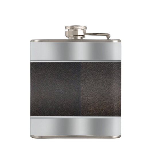 Silver Metallic Faux Leather Groomsman Heupfles (Achterkant)