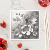 Silver Metallic Flower Paper Napkins Servet (Insitu)