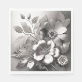 Silver Metallic Flower Paper Napkins Servet (Voorkant)
