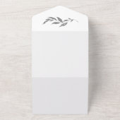 Silver Metallic Foliage Simple Wedding All in One Uitnodiging (Buitenkant)