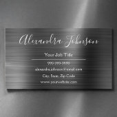 Silver Metallic Folie Modern en Elegant Magnetisch Visitekaartje