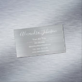Silver Metallic Folie Moderne Professional Magnetisch Visitekaartje (Voorbeeld)