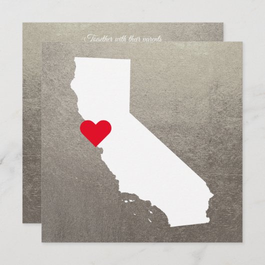 Silver Metallic Folie White California Wedding Kaart (Voorkant / Achterkant)