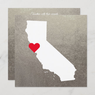 Silver Metallic Folie White California Wedding Kaart