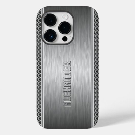 Silver Metallic geborsteld aluminium geometrische  Case-Mate iPhone Case (Achterkant)