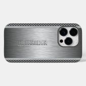 Silver Metallic geborsteld aluminium geometrische  Case-Mate iPhone Case (Achterkant (horizontaal))