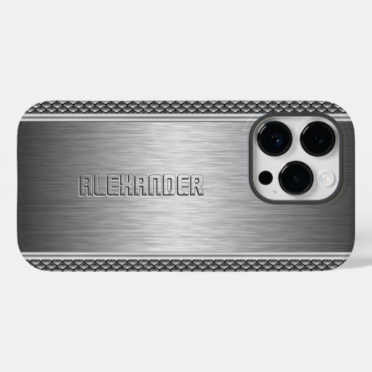 Silver Metallic geborsteld aluminium geometrische Case-Mate iPhone Case (Achterkant (horizontaal))