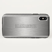 Silver Metallic geborsteld aluminium geometrische  Case-Mate iPhone Case (Achterkant (horizontaal))