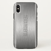 Silver Metallic geborsteld aluminium geometrische  Case-Mate iPhone Case (Achterkant)